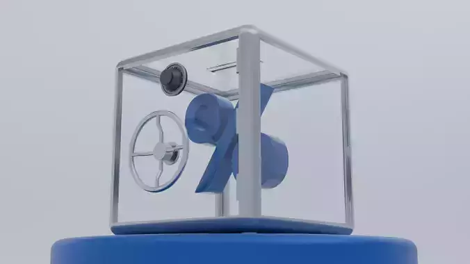 Percentage Symbol in Transparent Safe Box 3D Icon for Banking