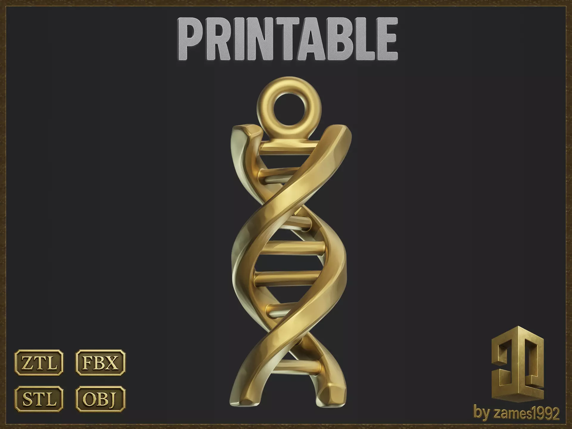 DNA Helix Pendant 3D print model