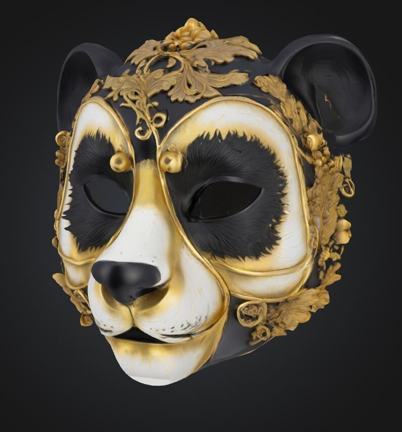 Animal Panda Prom Face Mask - Panda Prom Patter Mask  3D print model_12