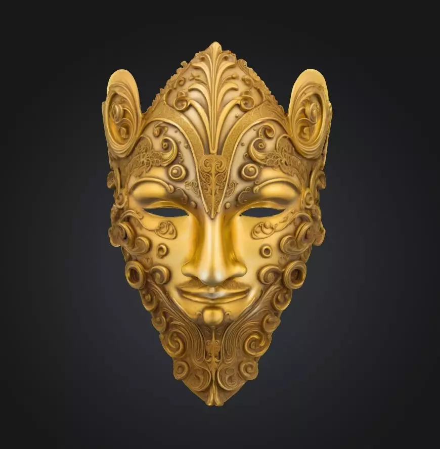 Elf King Prom Face Mask - Elf King Gold Prom Patter Mask 3D print model