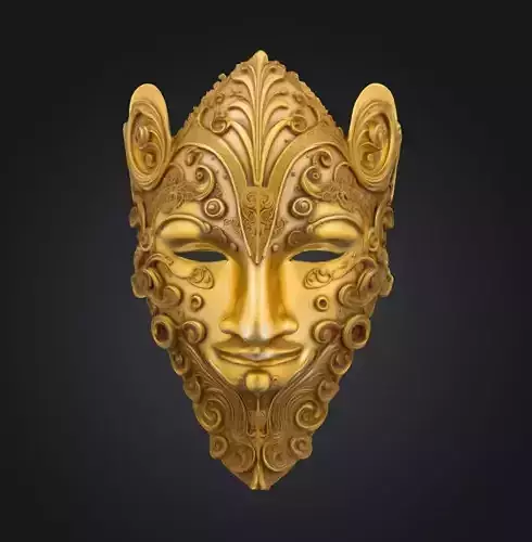 Elf King Prom Face Mask - Elf King Gold Prom Patter Mask 