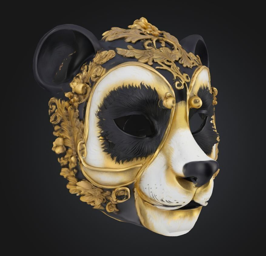 Animal Panda Prom Face Mask - Panda Prom Patter Mask 3D print model_40