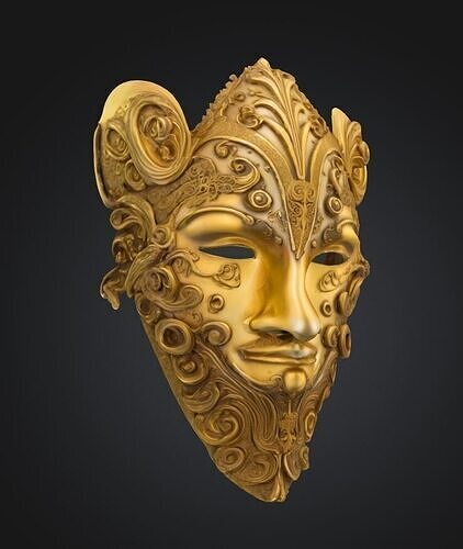 Elf King Prom Face Mask - Elf King Gold Prom Patter Mask  3D print model