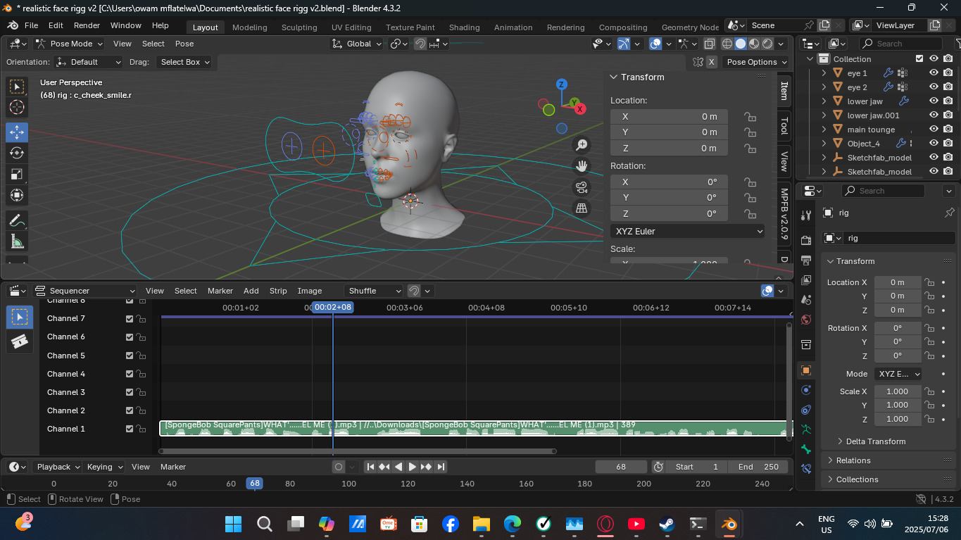 rigged human face 3D model_4