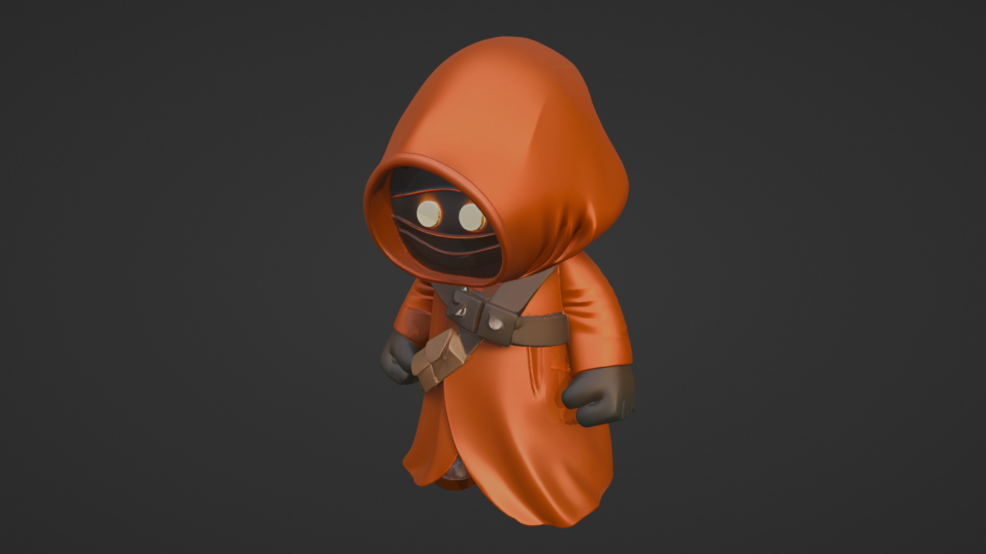 Stylized Cartoon Hooded Cloaked Character  Low-poly 3D model_6