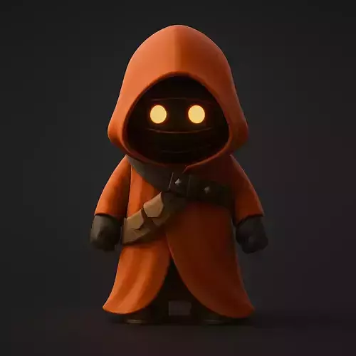 Stylized Cartoon Hooded Cloaked Character  Low-poly 3D model