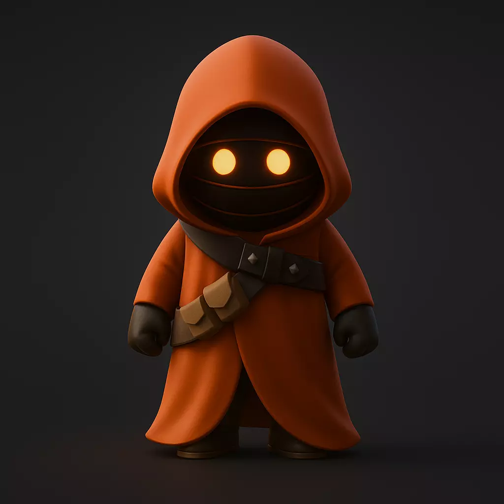 Stylized Cartoon Hooded Cloaked Character  Low-poly 3D model_0