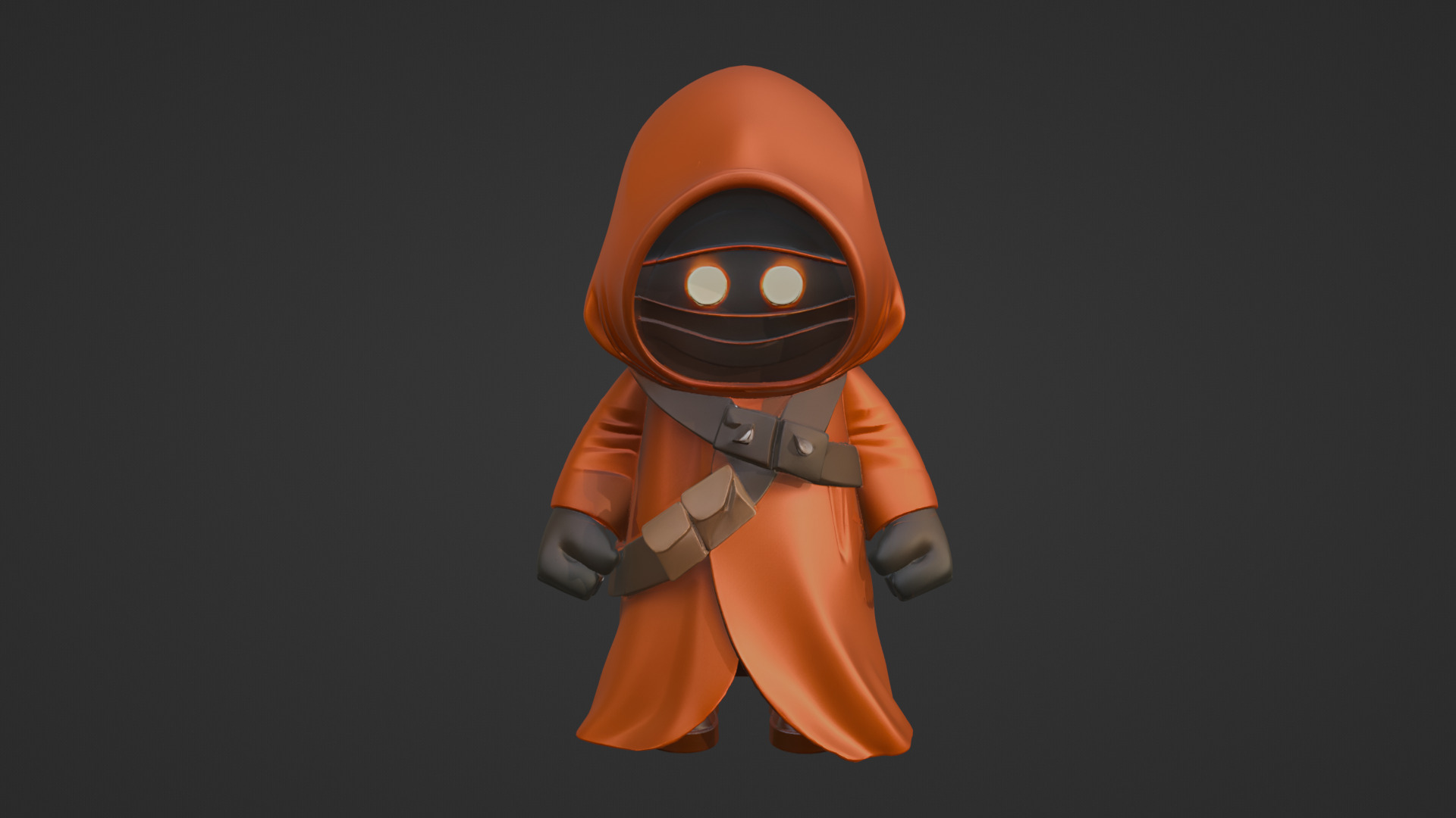 Stylized Cartoon Hooded Cloaked Character  Low-poly 3D model_2