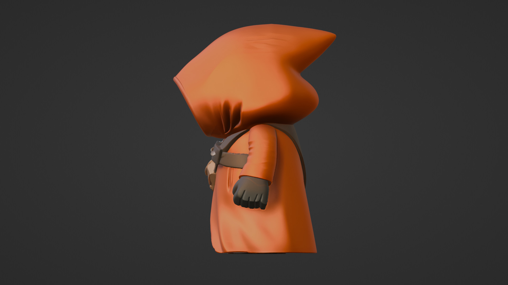Stylized Cartoon Hooded Cloaked Character  Low-poly 3D model_7