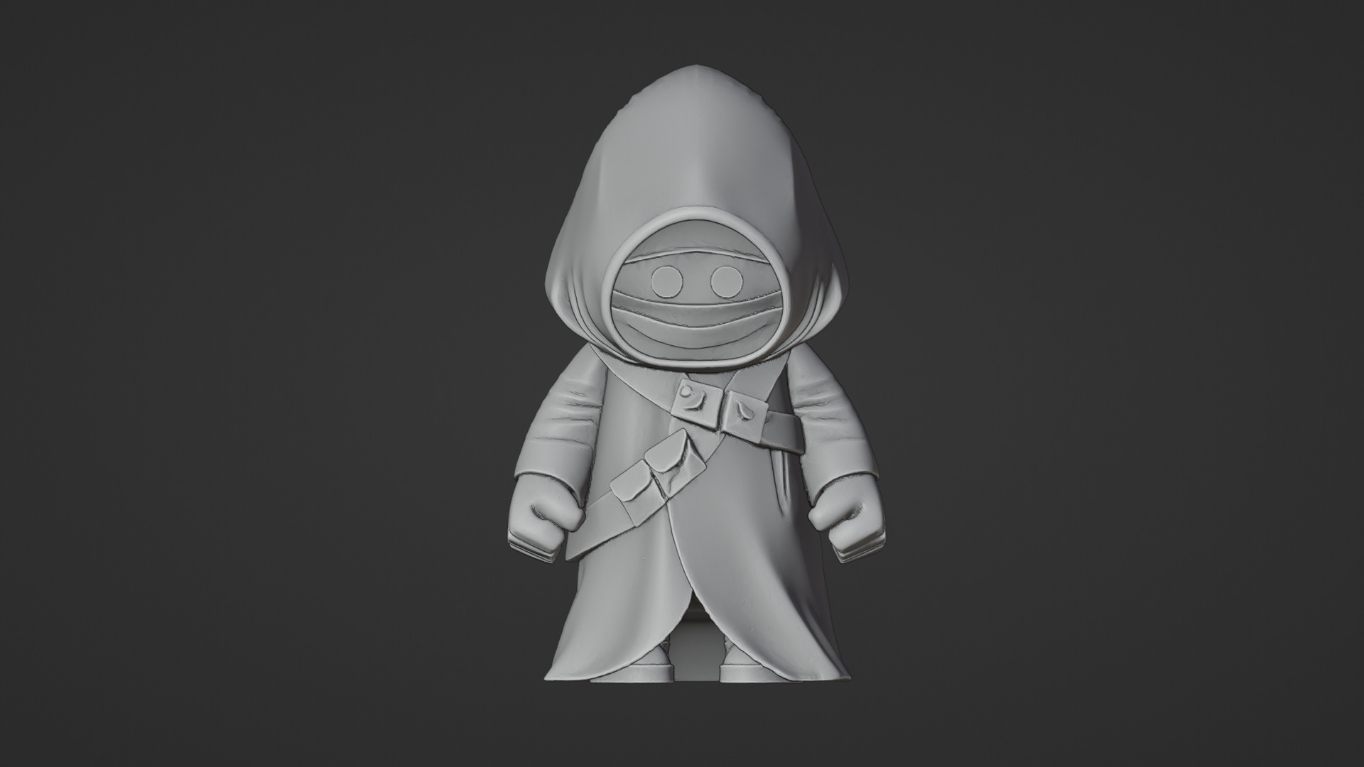 Stylized Cartoon Hooded Cloaked Character  Low-poly 3D model_8