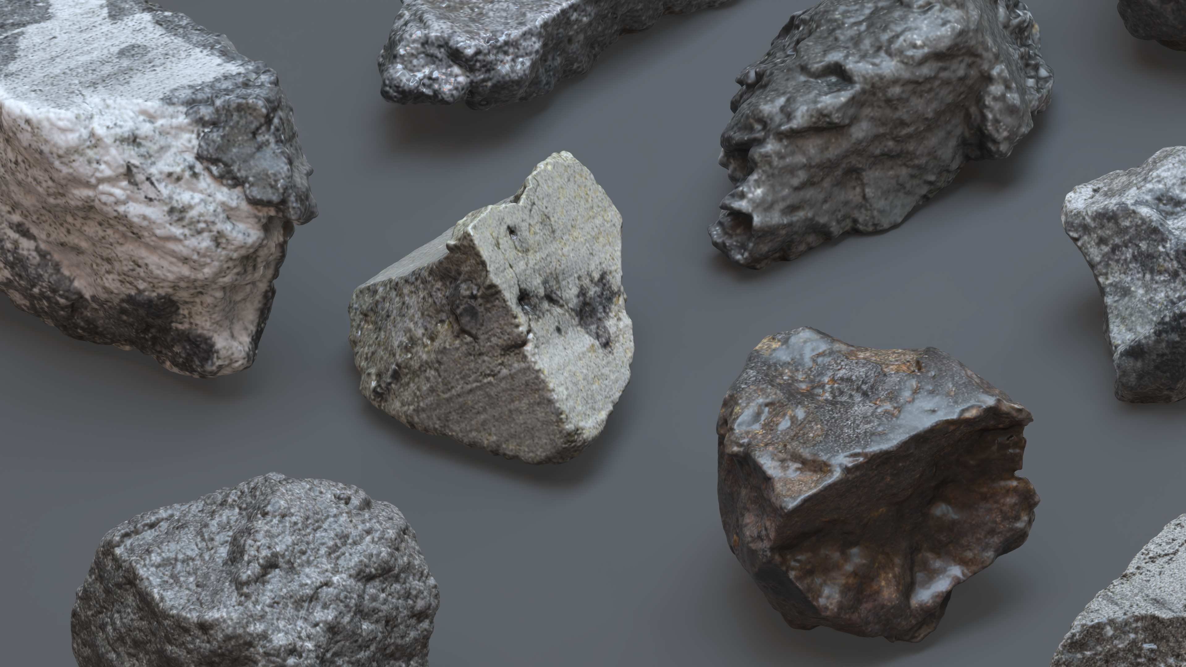Photoreal Ore and Meteorite Rocks - 18 PBR Low-Poly Assets Low-poly 3D model_3