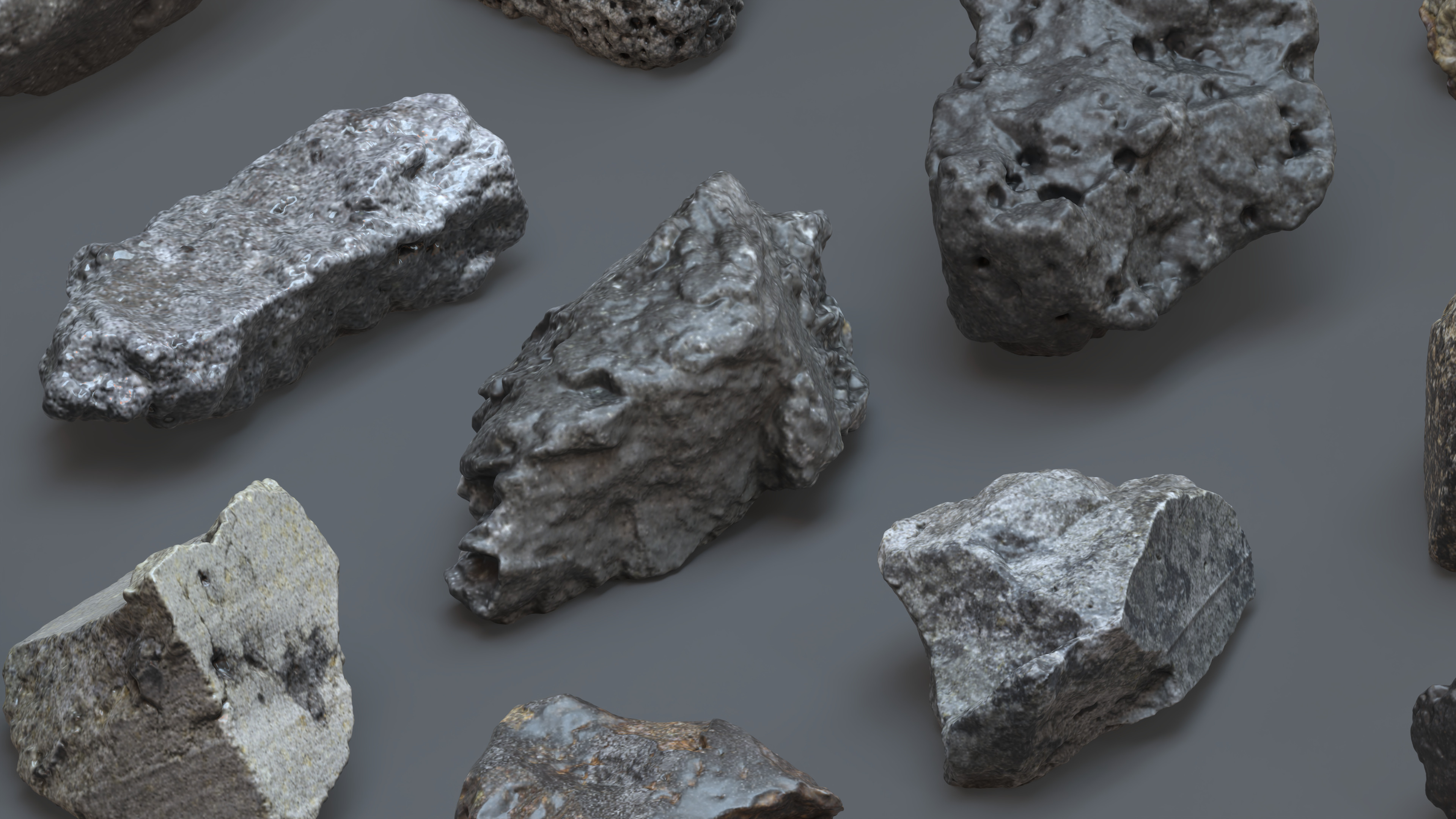Photoreal Ore and Meteorite Rocks - 18 PBR Low-Poly Assets Low-poly 3D model_2