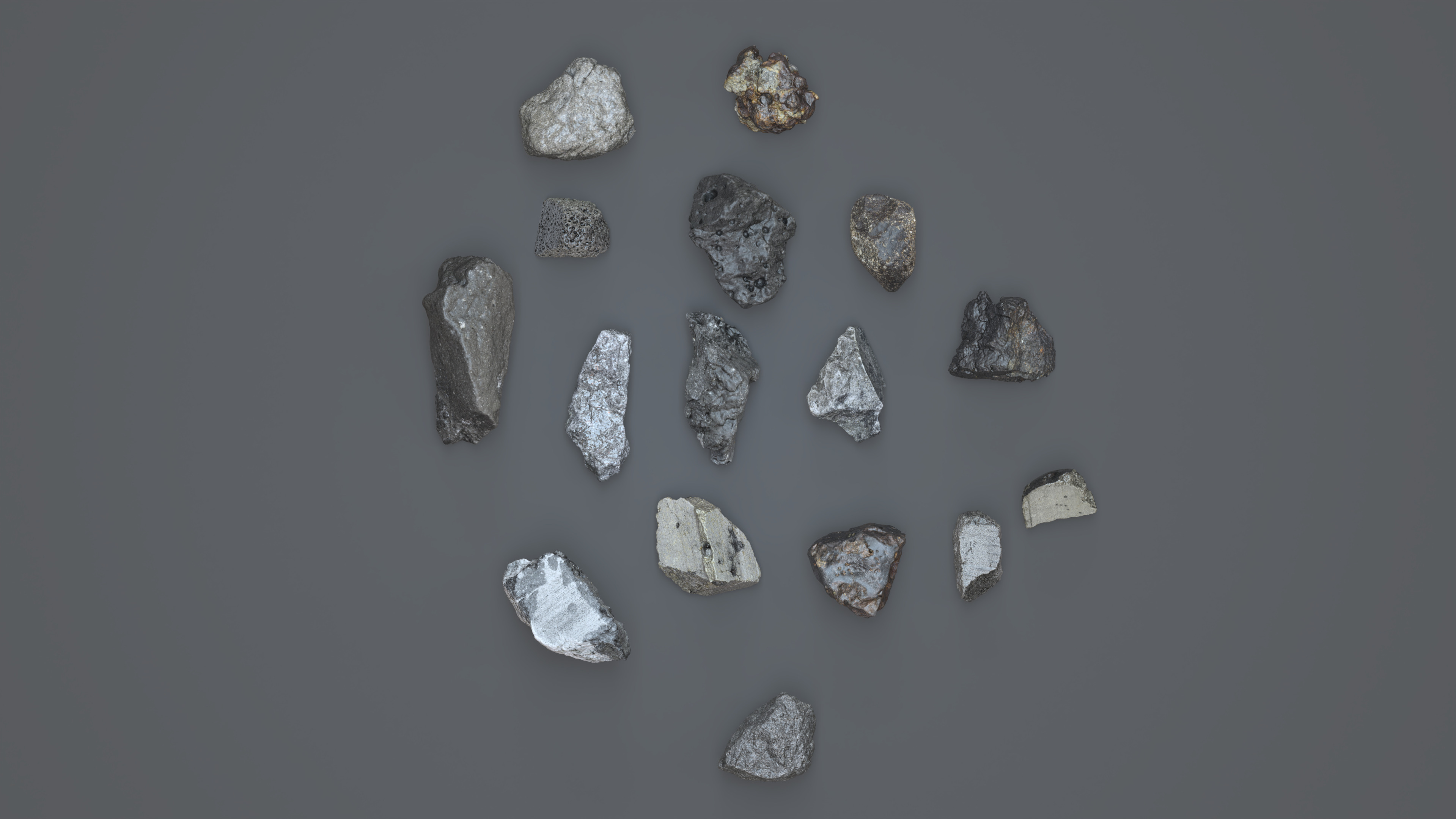Photoreal Ore and Meteorite Rocks - 18 PBR Low-Poly Assets Low-poly 3D model_6