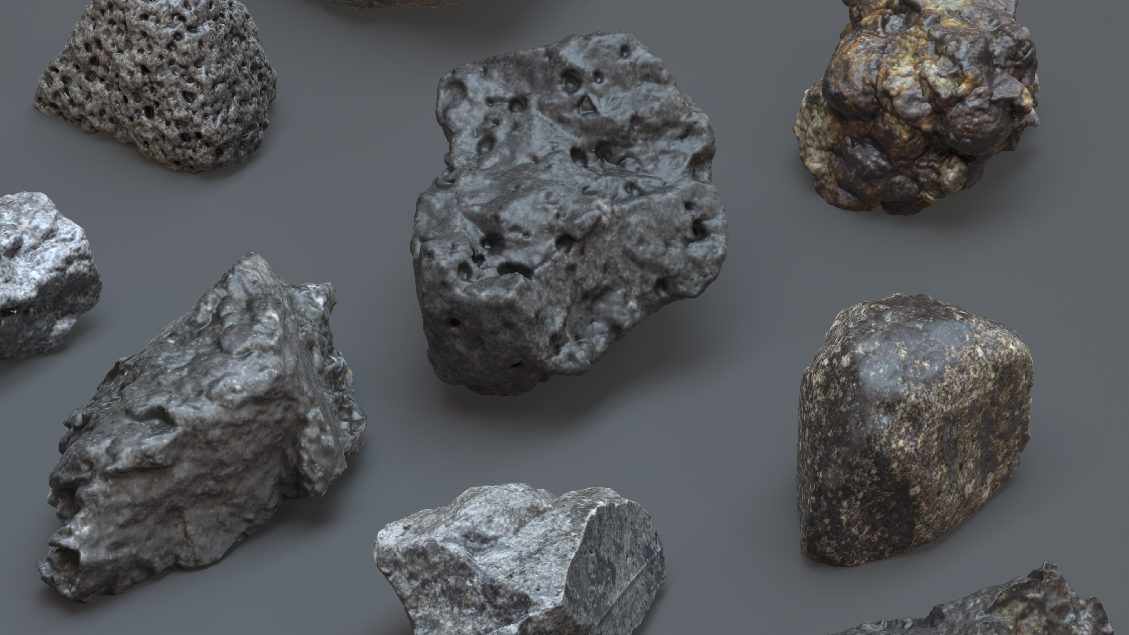 Photoreal Ore and Meteorite Rocks - 18 PBR Low-Poly Assets Low-poly 3D model_4