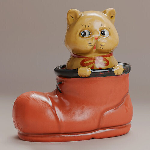 Soviet Toy Puss In A Boot PBR Low-poly 3D model