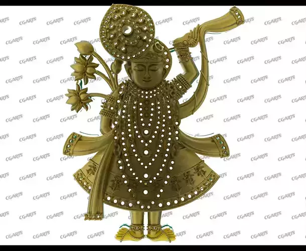 Shreenathji Krishna Idol  3D Printable Hindu Deity Sculpture