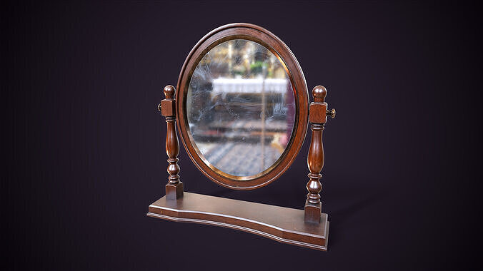 Vintage Desk Mirror Low-poly 3D model