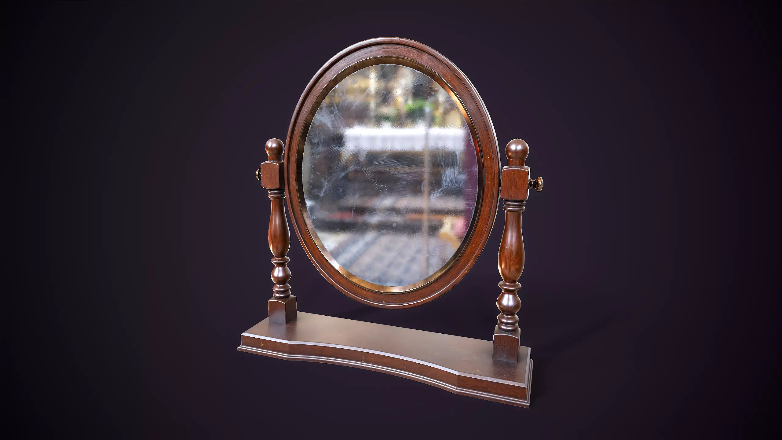 Vintage Desk Mirror Low-poly 3D model_0