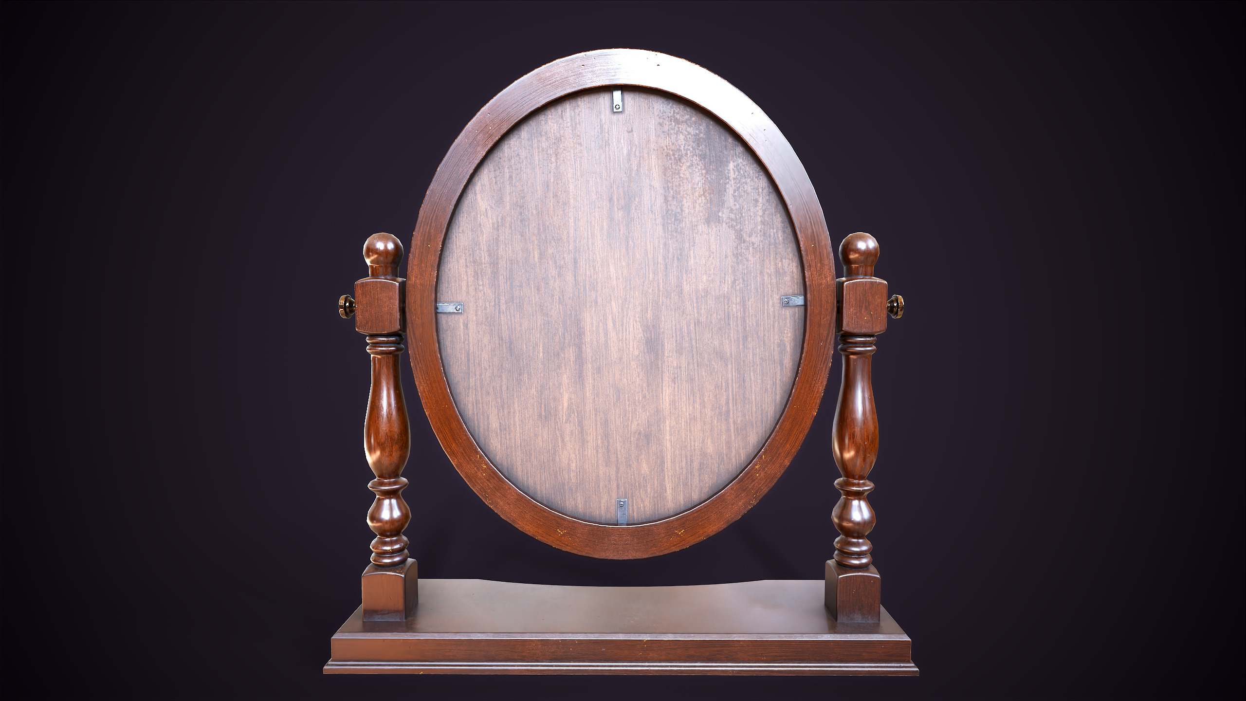 Vintage Desk Mirror Low-poly 3D model_8