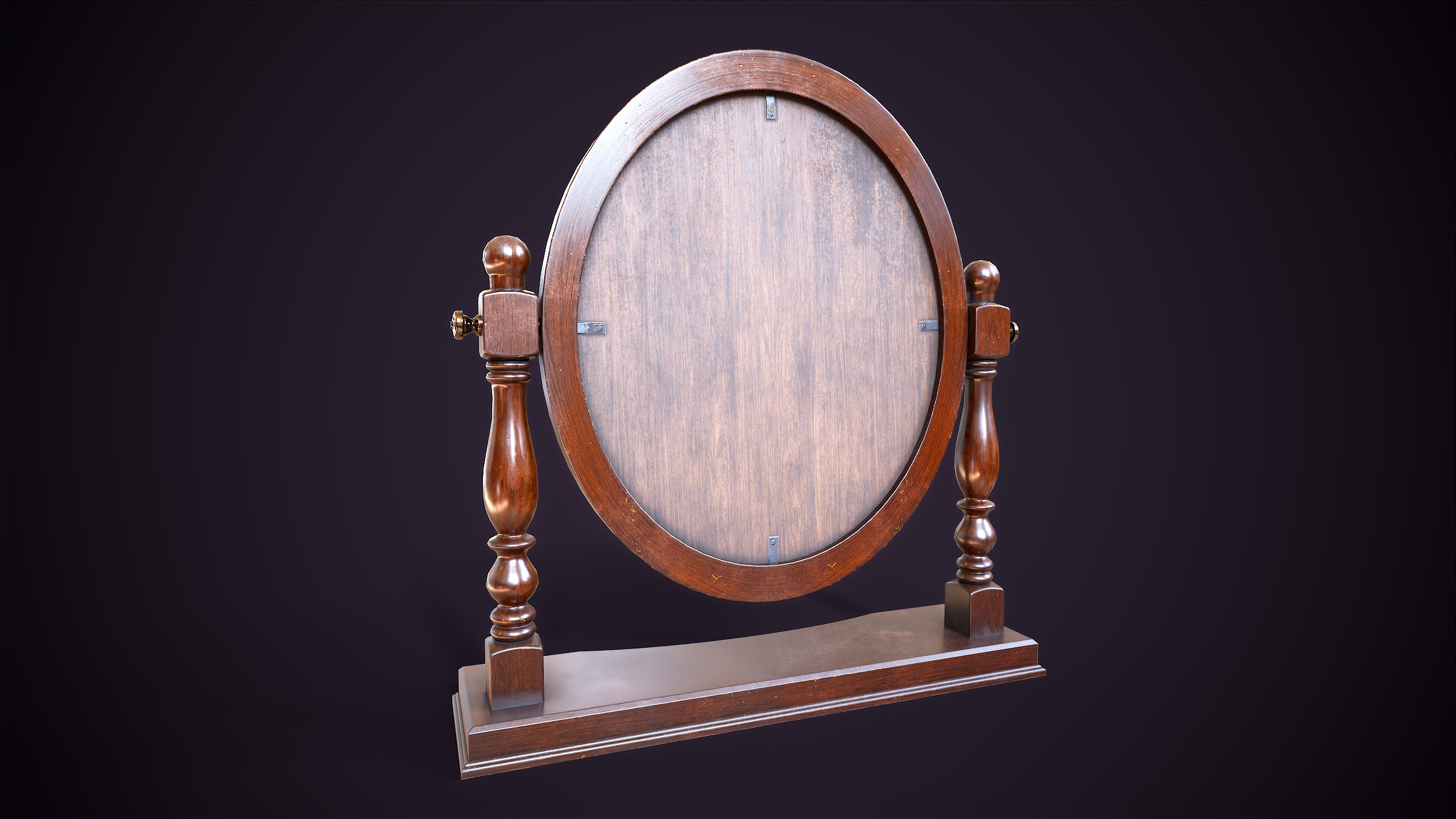 Vintage Desk Mirror Low-poly 3D model_7