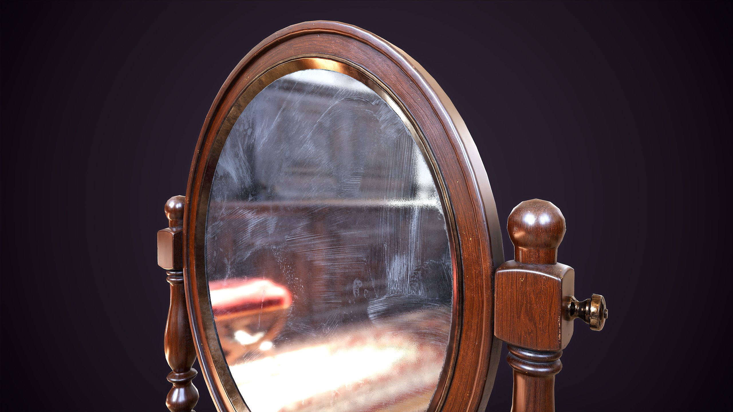 Vintage Desk Mirror Low-poly 3D model_6