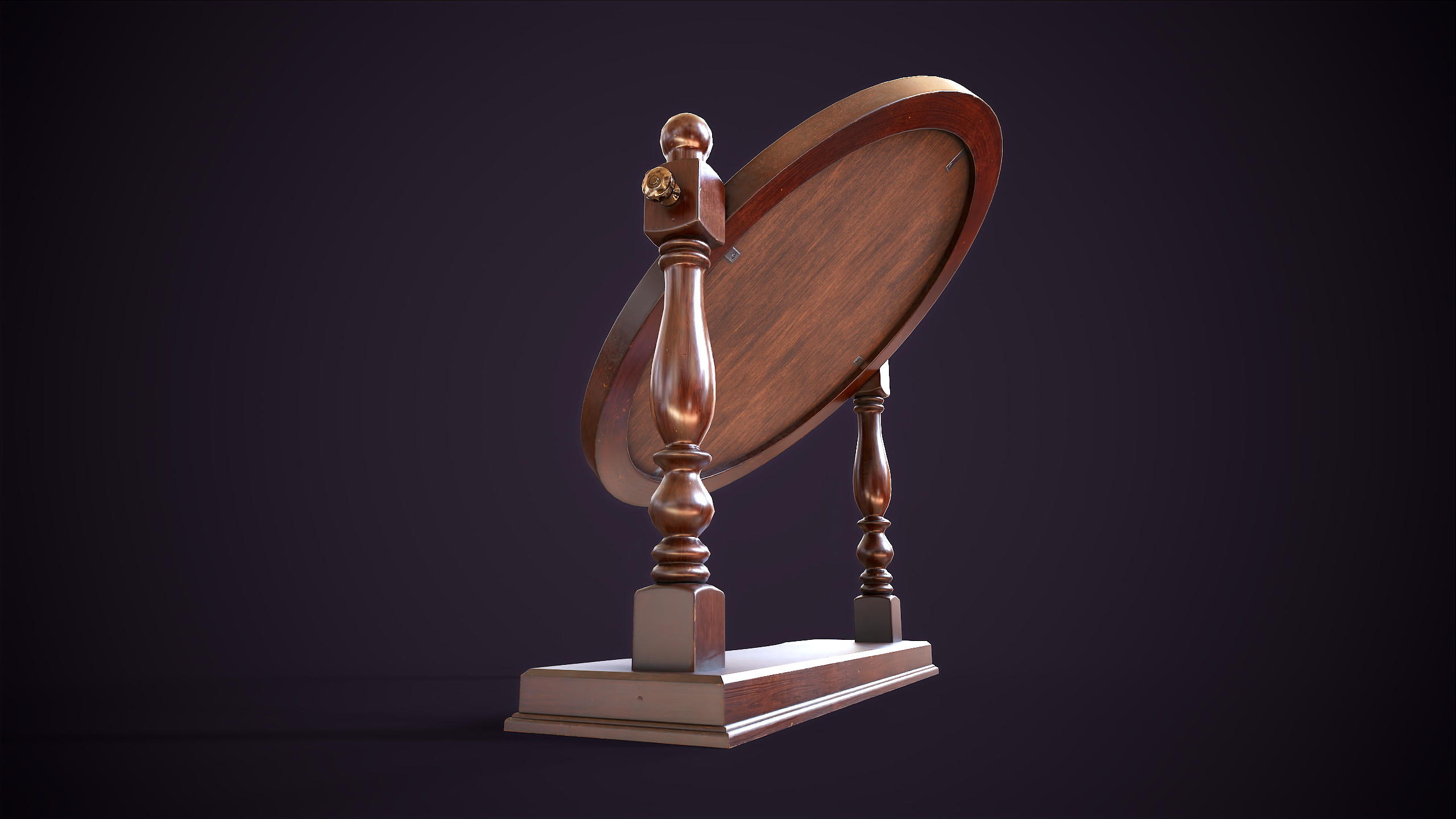 Vintage Desk Mirror Low-poly 3D model_4