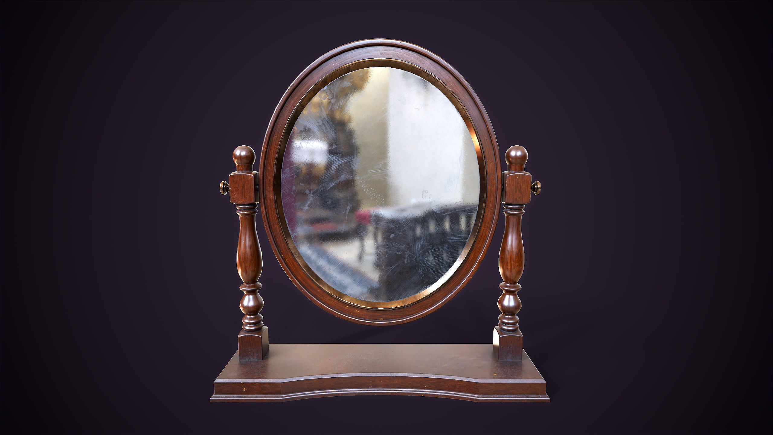 Vintage Desk Mirror Low-poly 3D model_2