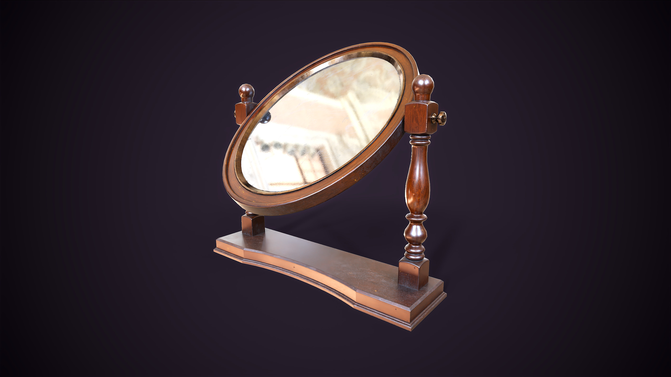 Vintage Desk Mirror Low-poly 3D model_3