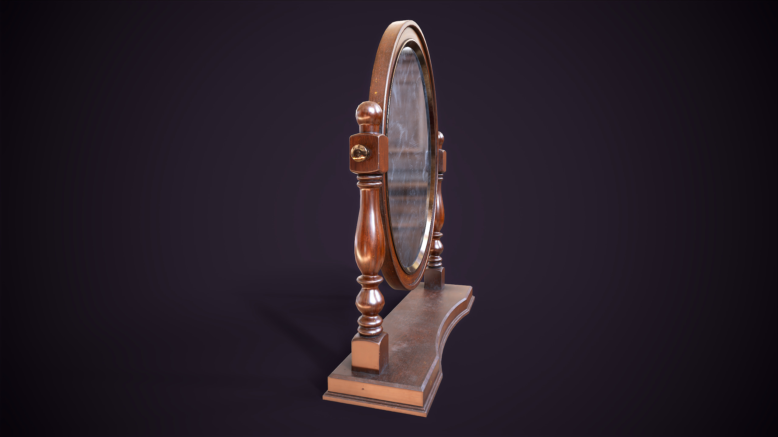 Vintage Desk Mirror Low-poly 3D model_9
