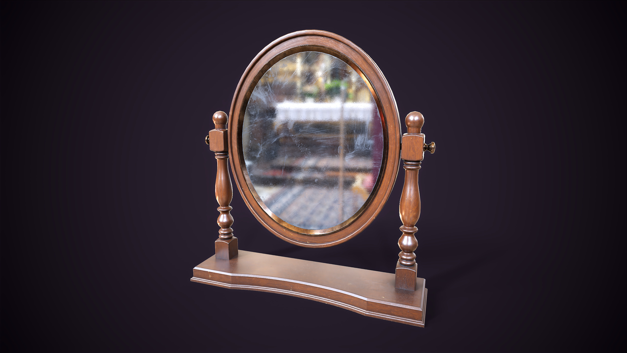 Vintage Desk Mirror Low-poly 3D model_1