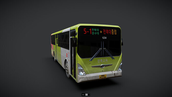 Korea Jeonju Bus NOT within Inside Low-poly 3D model 2