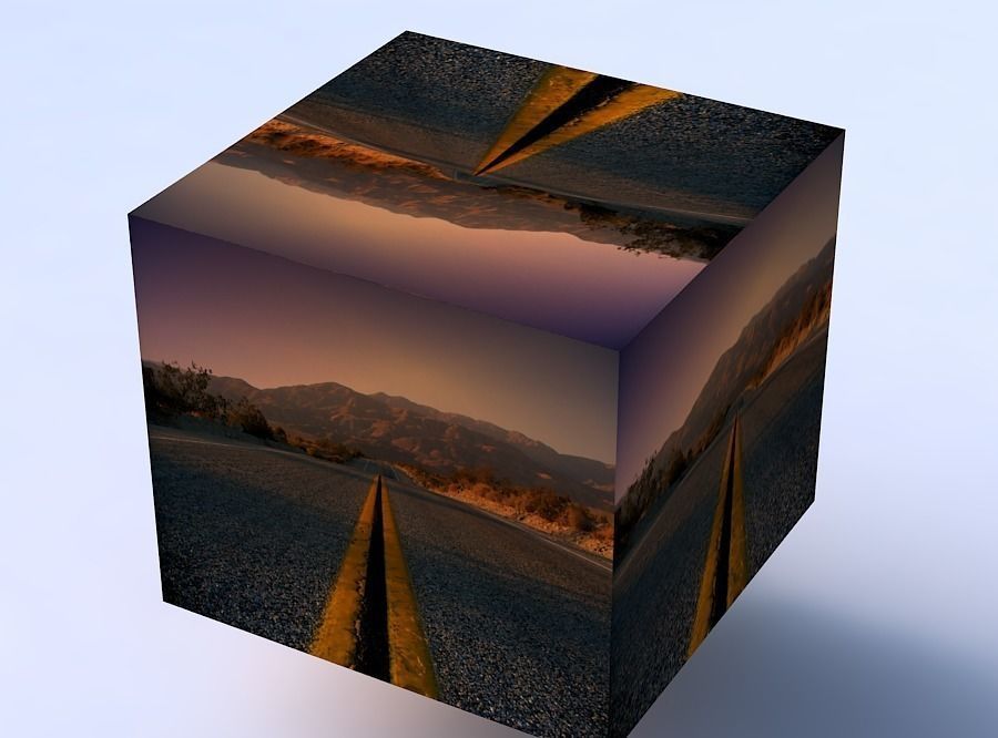 tst road on cube Low-poly 3D model_3