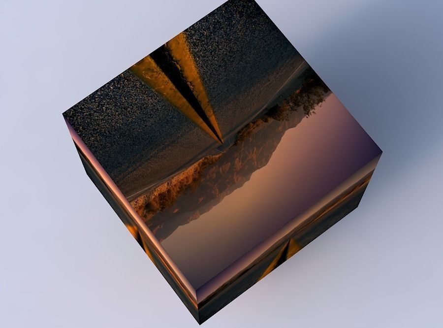 tst road on cube Low-poly 3D model_2