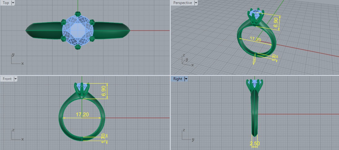 Solitaire ring Model 7651 3D print model_5