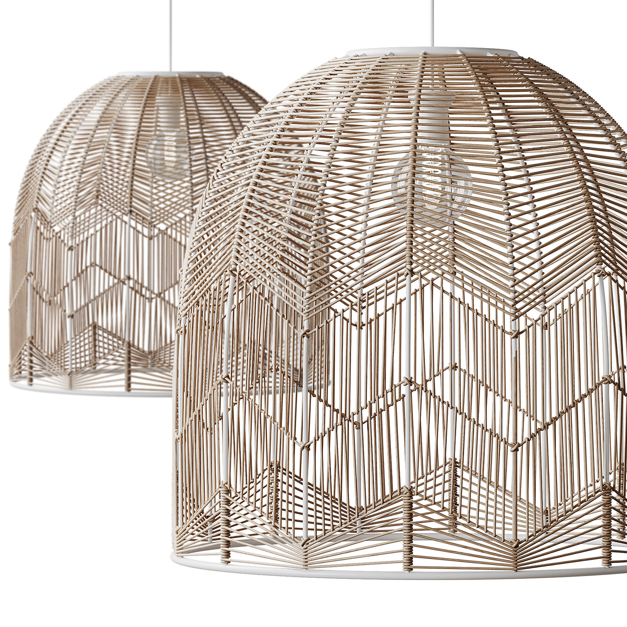 Basket Rattan Pendant Light Shades 3D model_2