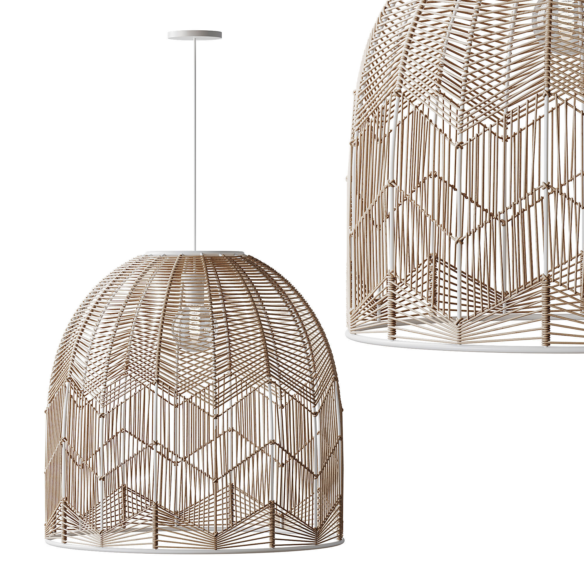 Basket Rattan Pendant Light Shades 3D model_7
