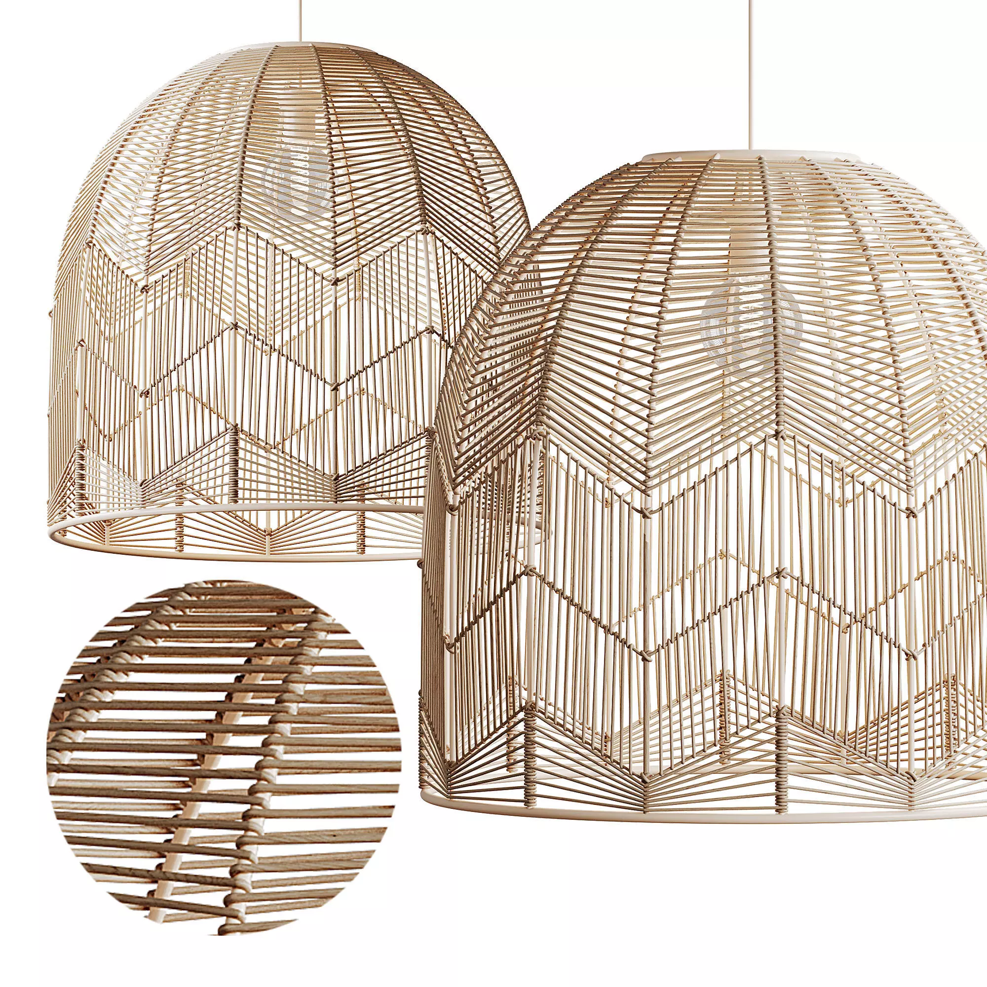 Basket Rattan Pendant Light Shades 3D model_0