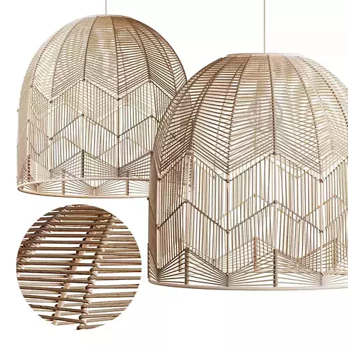 Basket Rattan Pendant Light Shades 3D model