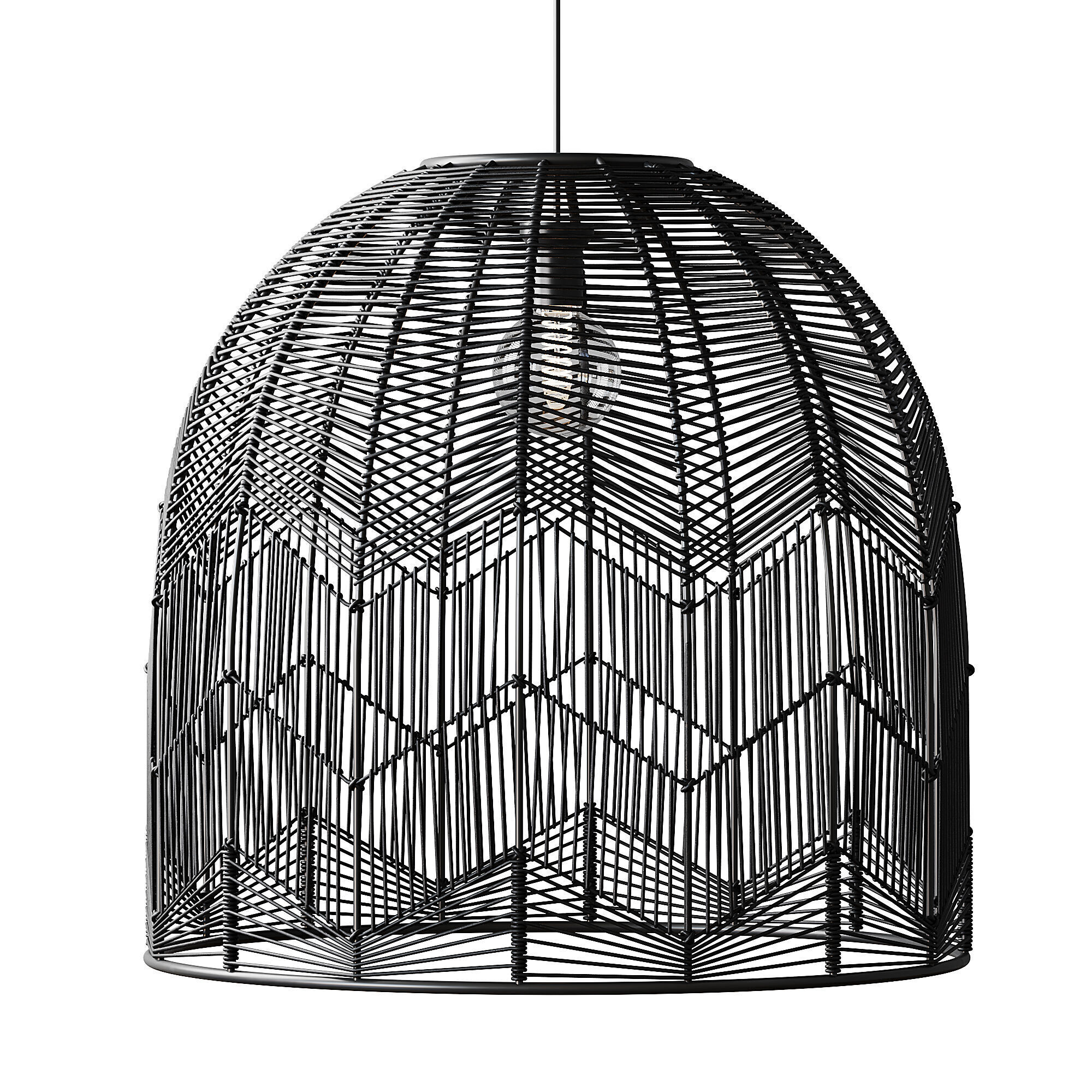 Basket Rattan Pendant Light Shades 3D model_6