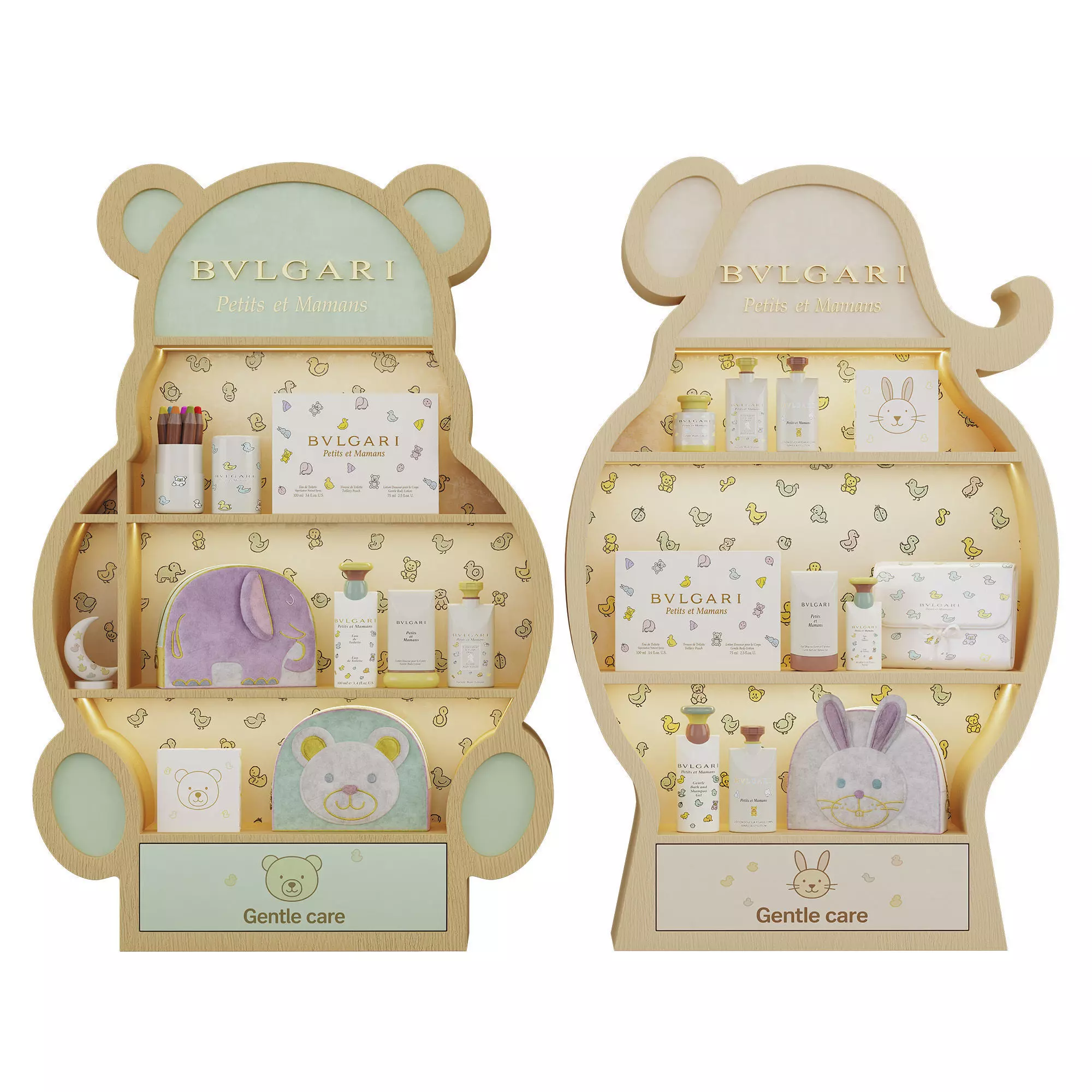 Childrens shelves with cosmetics Low-poly 3D model_0