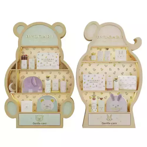 Childrens shelves with cosmetics Low-poly 3D model