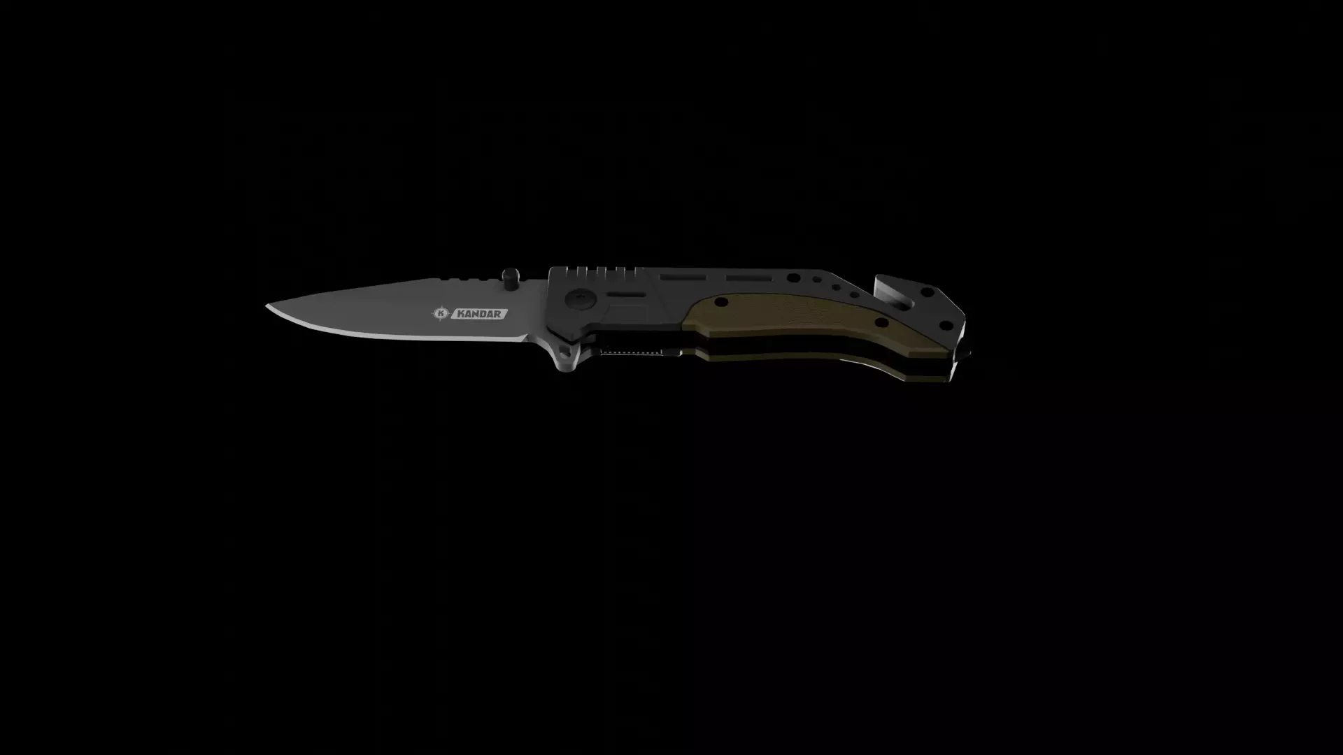 Kandar folding survival knife Low-poly 3D model_0