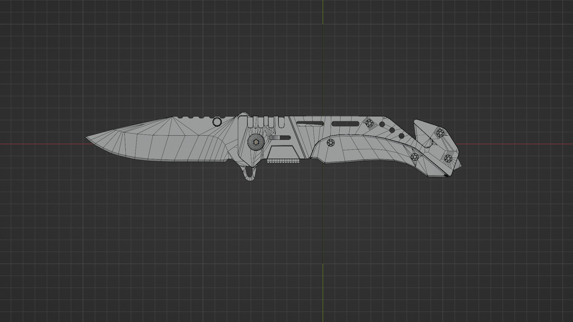 Kandar folding survival knife Low-poly 3D model_5