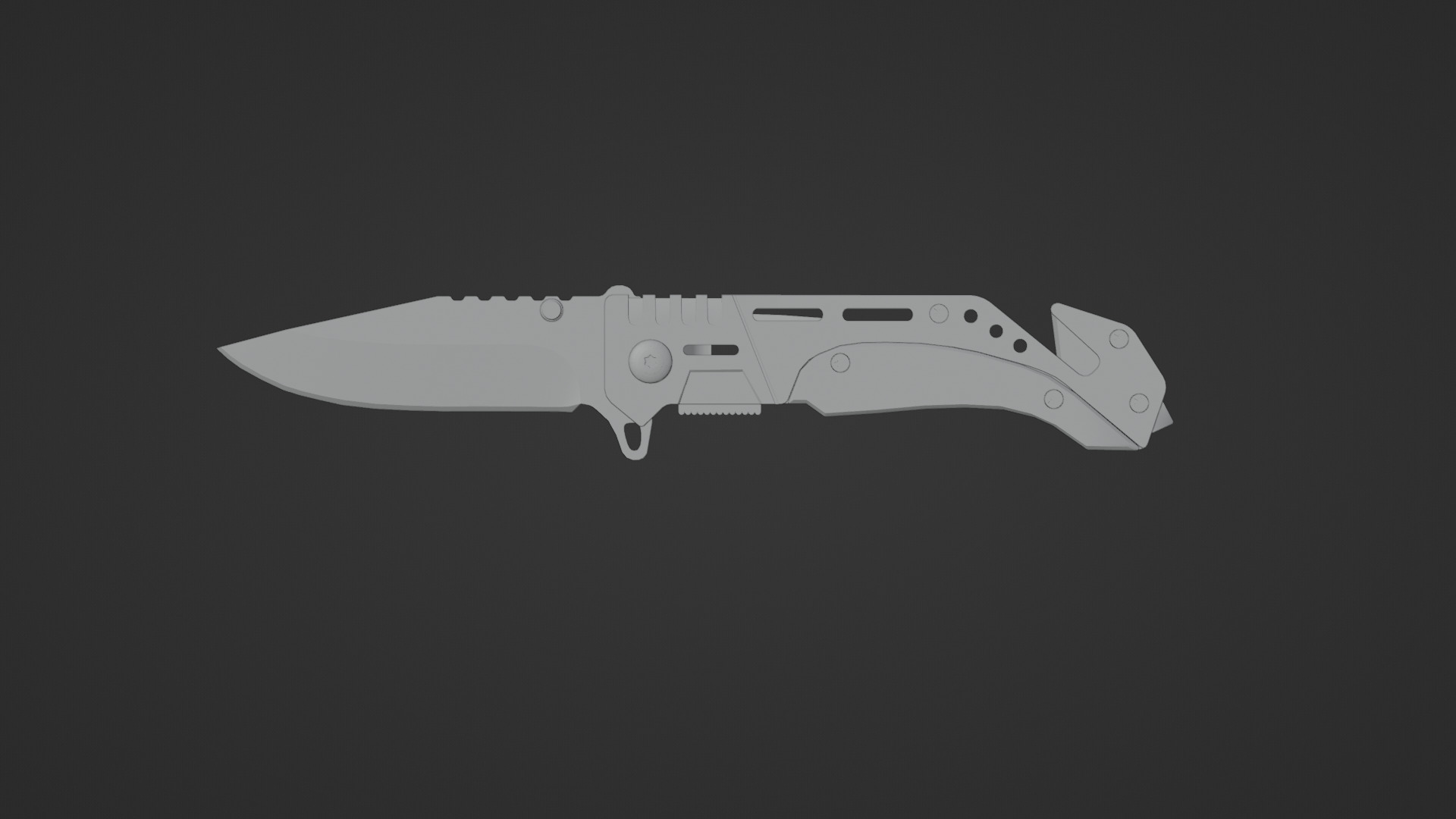 Kandar folding survival knife Low-poly 3D model_6