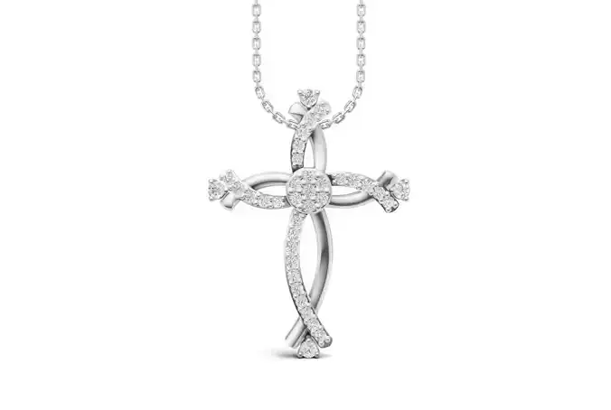 Diamond Cross Pendant Twisted Design