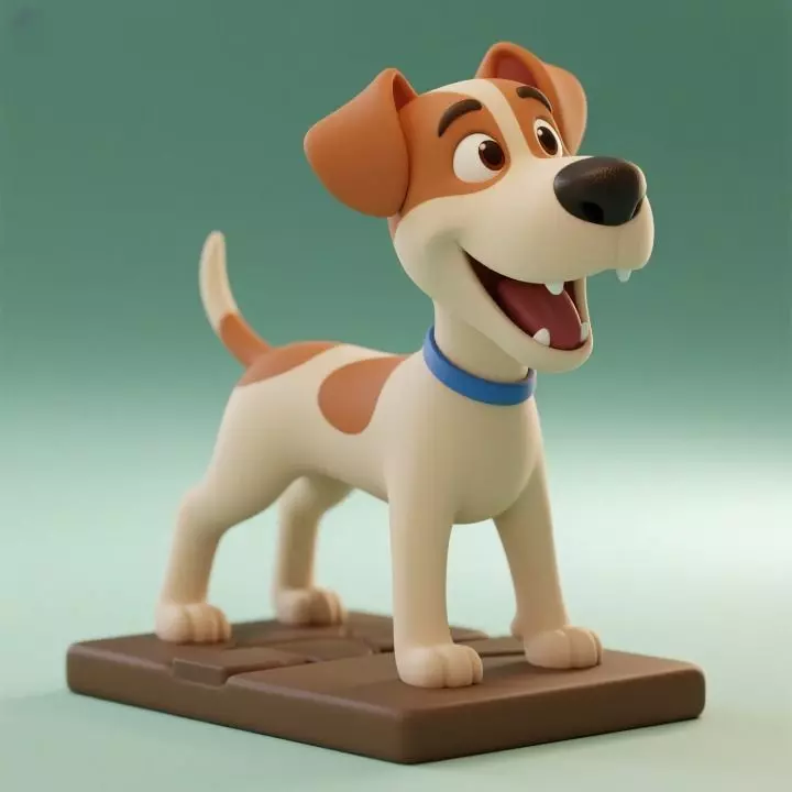 1077 Colorful Laughing Galgo Dog on Base pug 3D print model_0