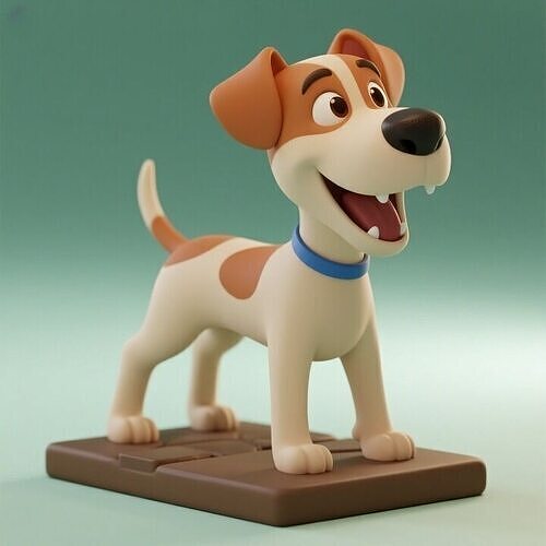 1077  Colorful Laughing   Galgo Dog on Base  pug 3D print model