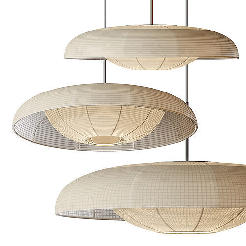 Boho Art Fabric Pendant Light Lampshade 3D model