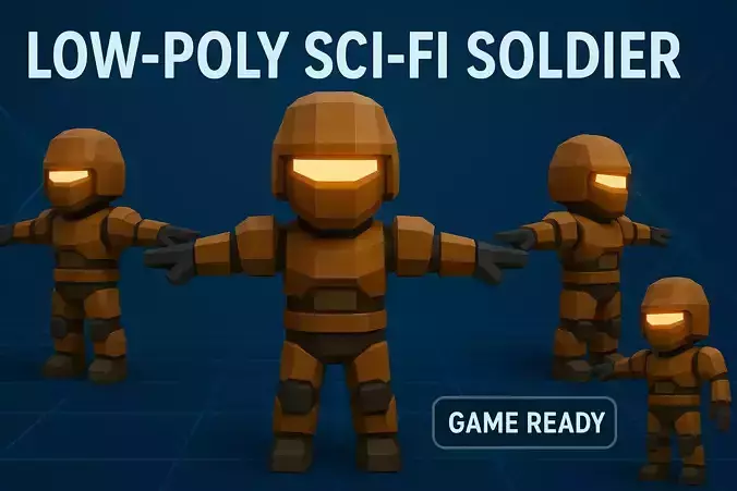 Low poly sci fi Soldier Low-poly 3D model Low poly sci fi Soldier Low-poly 3D model