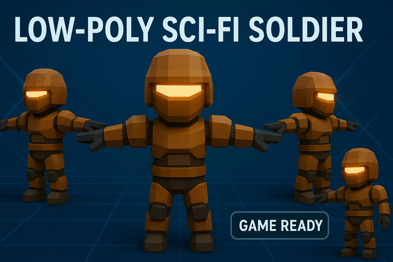 Low poly sci fi Soldier Low-poly 3D model_0